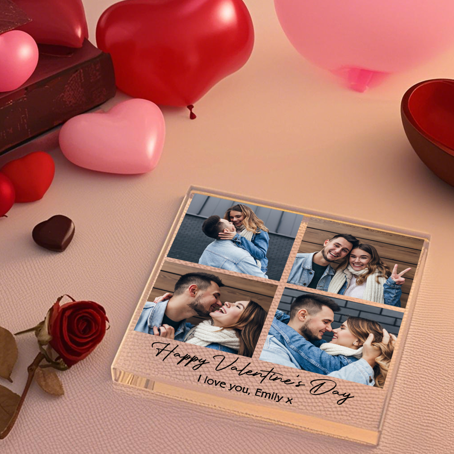 Personalized Photo Acrylic Plaque Custom 1 to 6 photos Gift for Couple