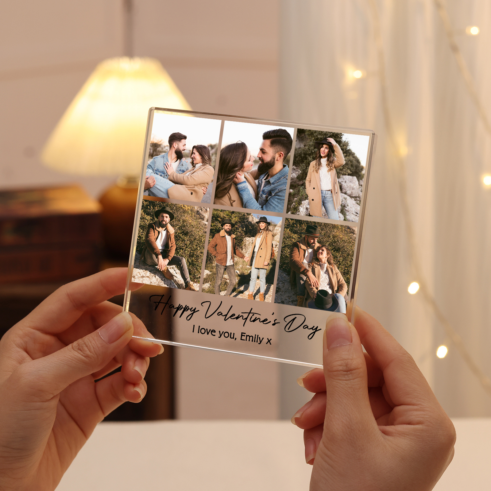 Personalized Photo Acrylic Plaque Custom 1 to 6 photos Gift for Couple