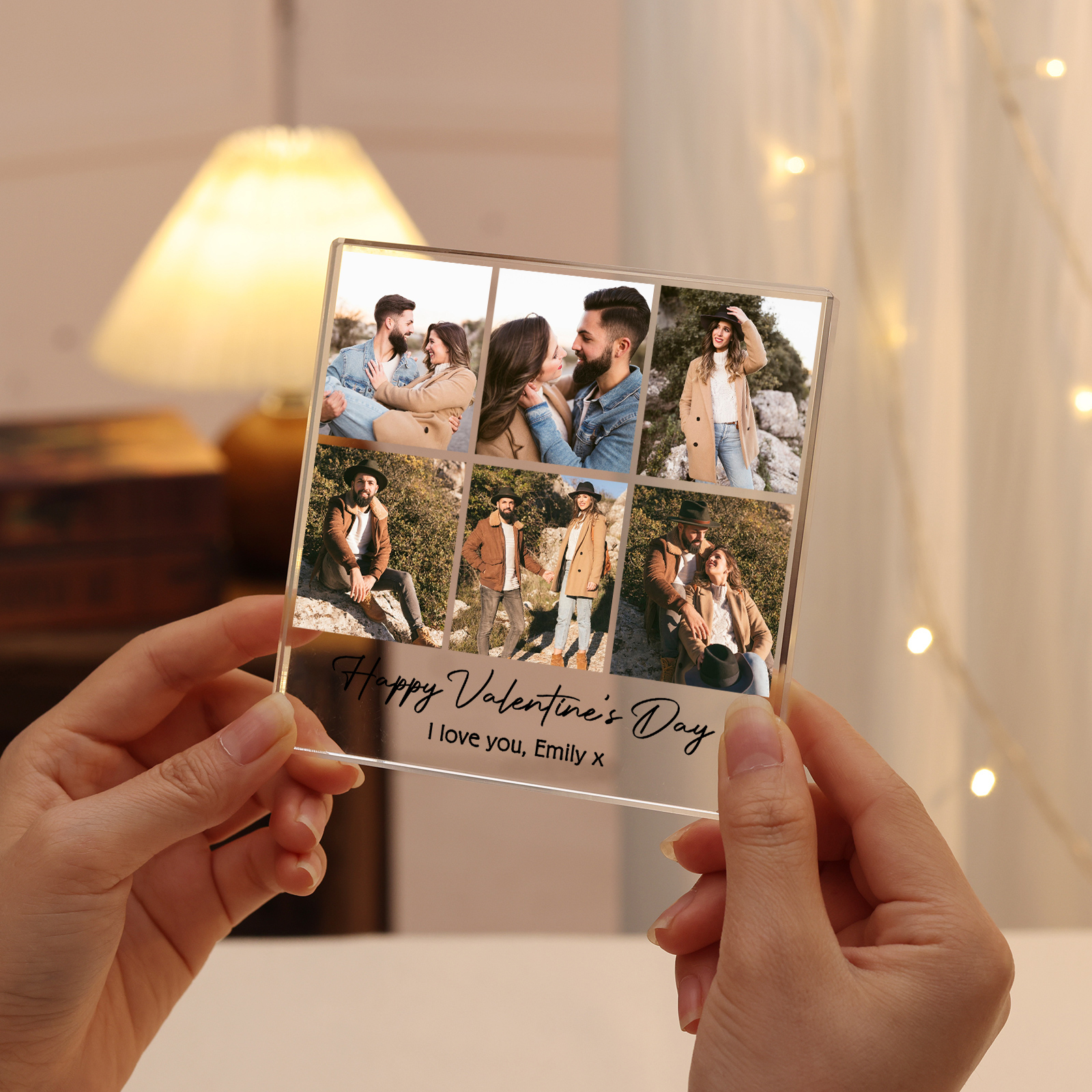 Personalized Photo Acrylic Plaque Custom 1 to 6 photos Gift for Couple