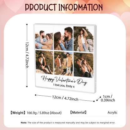 Personalized Photo Acrylic Plaque Custom 1 to 6 photos Gift for Couple
