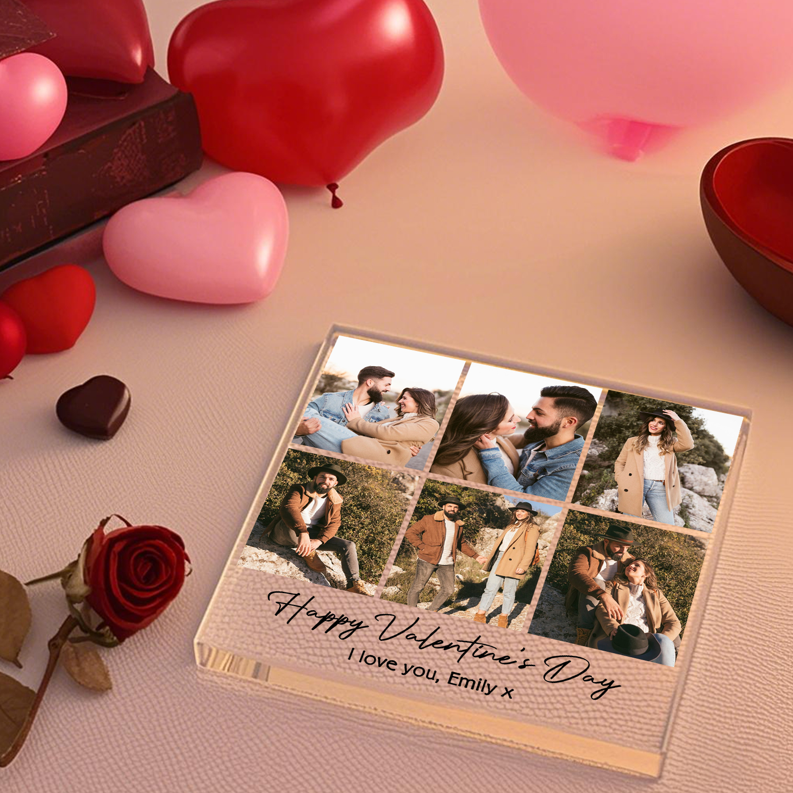 Personalized Photo Acrylic Plaque Custom 1 to 6 photos Gift for Couple