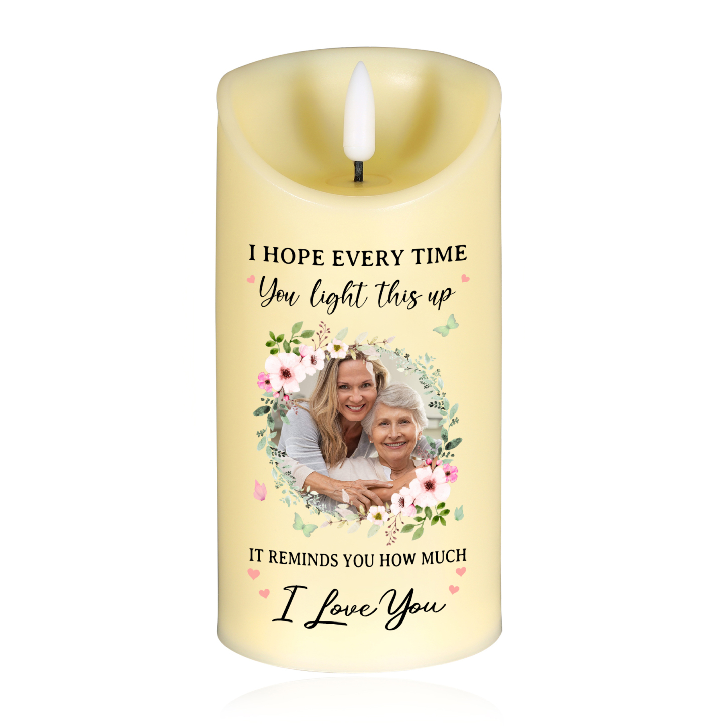 Personalized LED Candle Custom 1 Photo I Hope Every Time You Light This Up Gift for Grandparents | Lorajewel