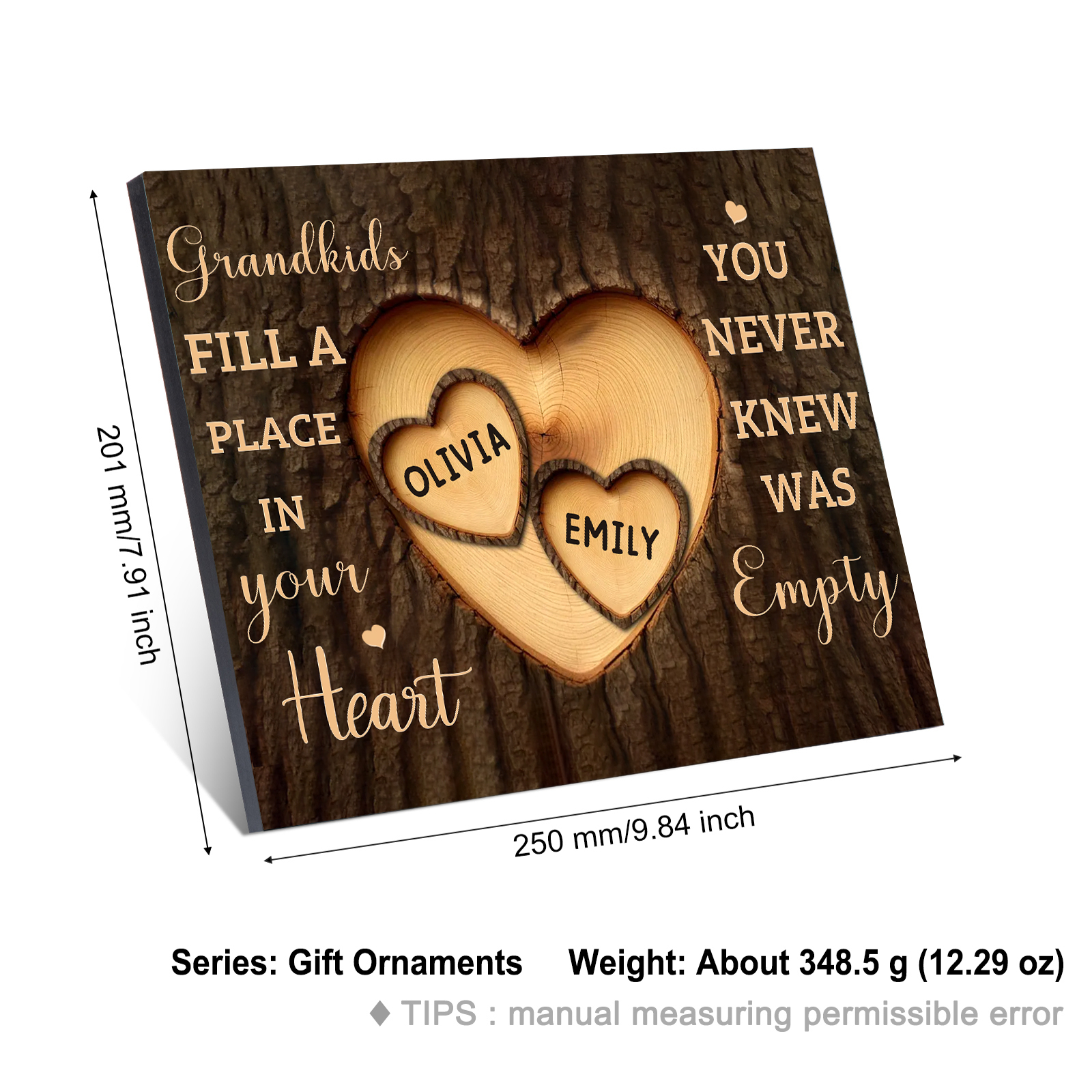 Personalized Wooden Plaque Grandkids Fill a Place in Your Heart Custom 1-7 Names Gift for Grandparents | Lorajewel