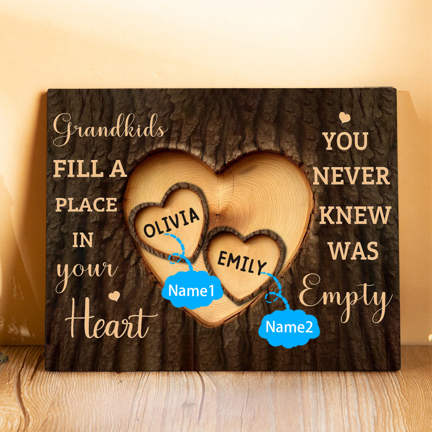 Personalized Wooden Plaque Grandkids Fill a Place in Your Heart Custom 1-7 Names Gift for Grandparents | Lorajewel