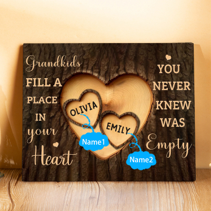 Personalized Wooden Plaque Grandkids Fill a Place in Your Heart Custom 1-7 Names Gift for Grandparents | Lorajewel