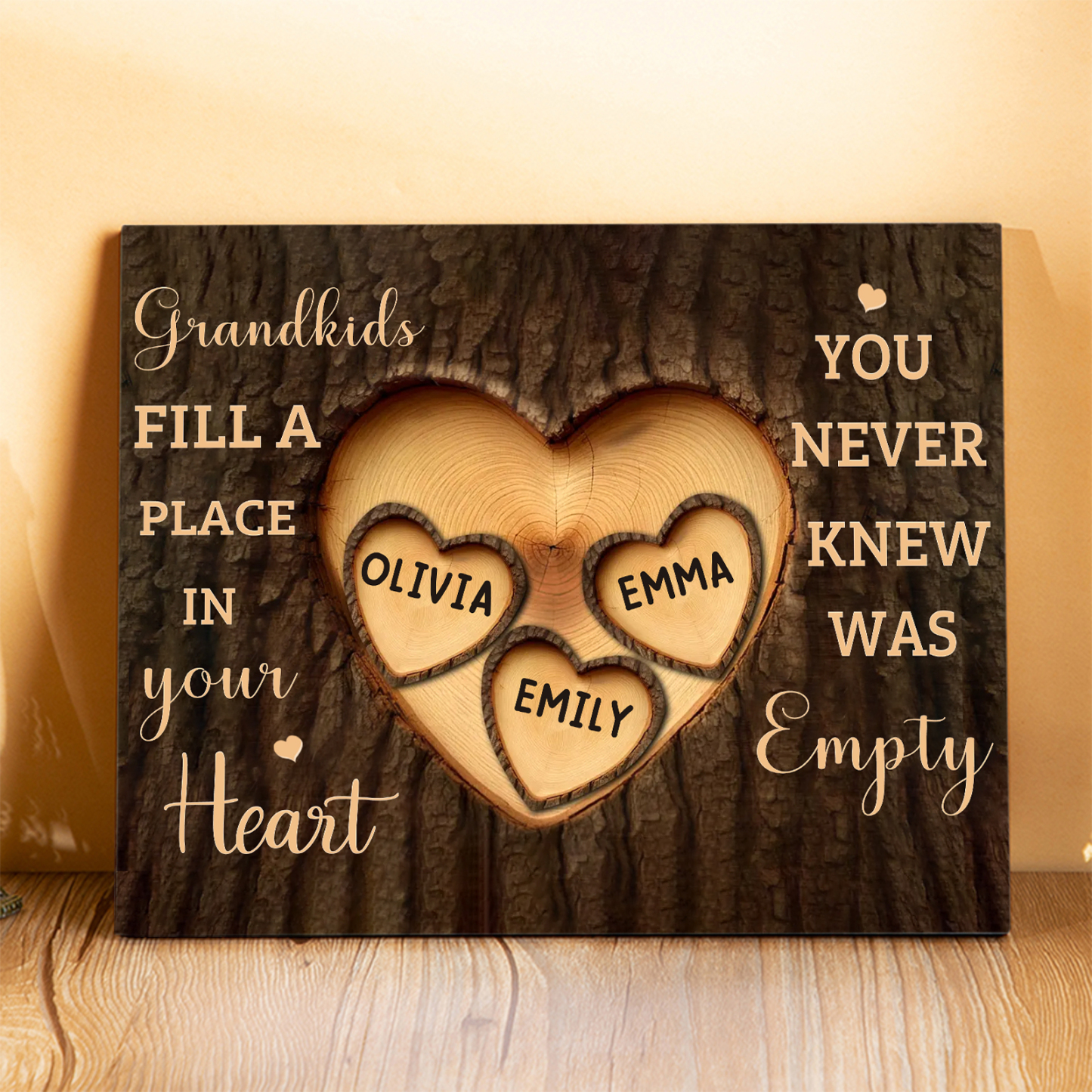 Personalized Wooden Plaque Grandkids Fill a Place in Your Heart Custom 1-7 Names Gift for Grandparents | Lorajewel