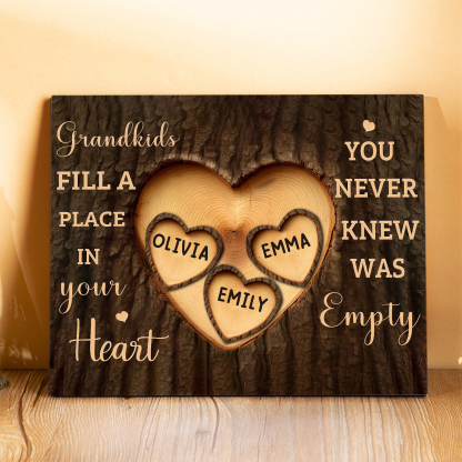 Personalized Wooden Plaque Grandkids Fill a Place in Your Heart Custom 1-7 Names Gift for Grandparents | Lorajewel