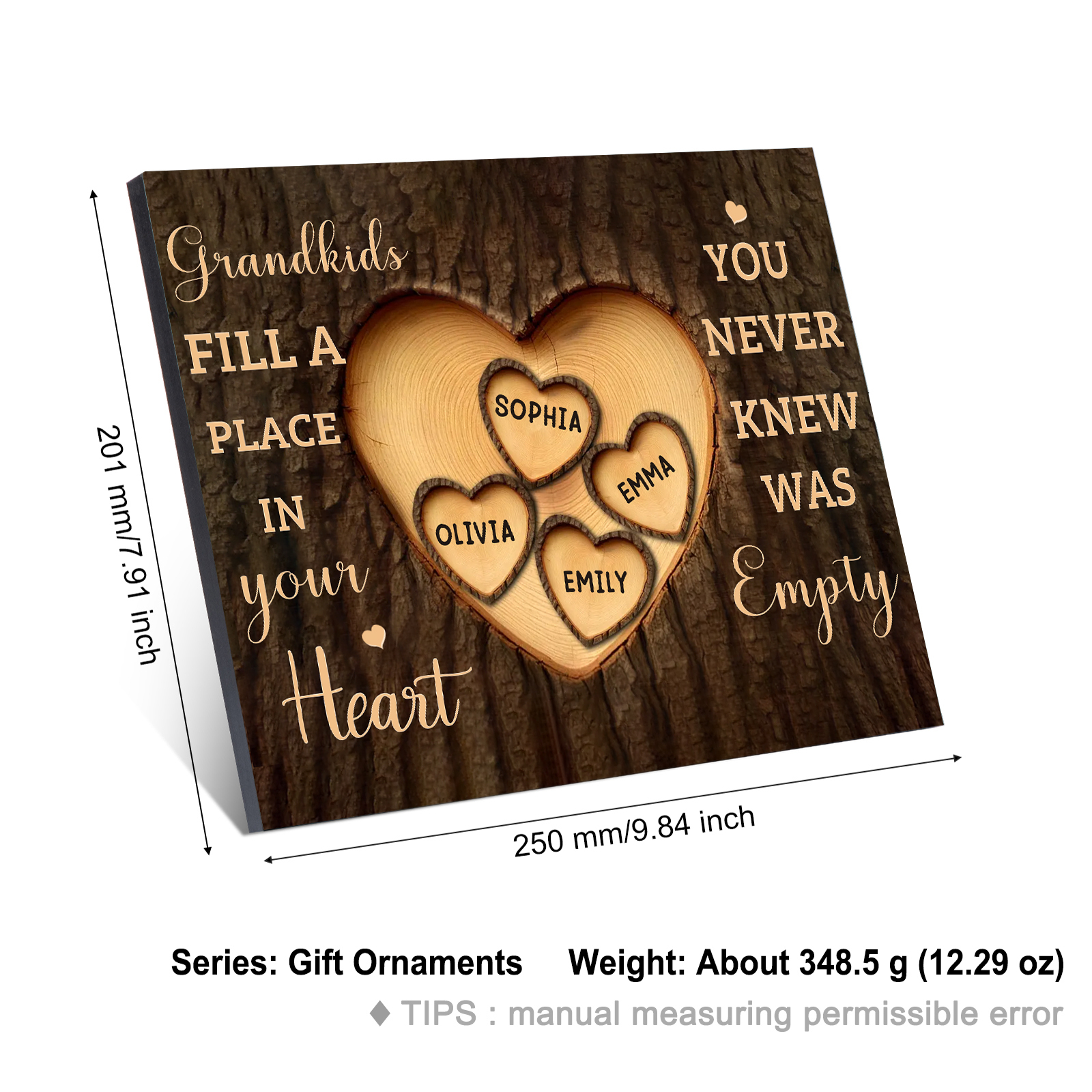 Personalized Wooden Plaque Grandkids Fill a Place in Your Heart Custom 1-7 Names Gift for Grandparents | Lorajewel
