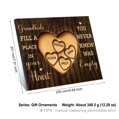 Personalized Wooden Plaque Grandkids Fill a Place in Your Heart Custom 1-7 Names Gift for Grandparents | Lorajewel