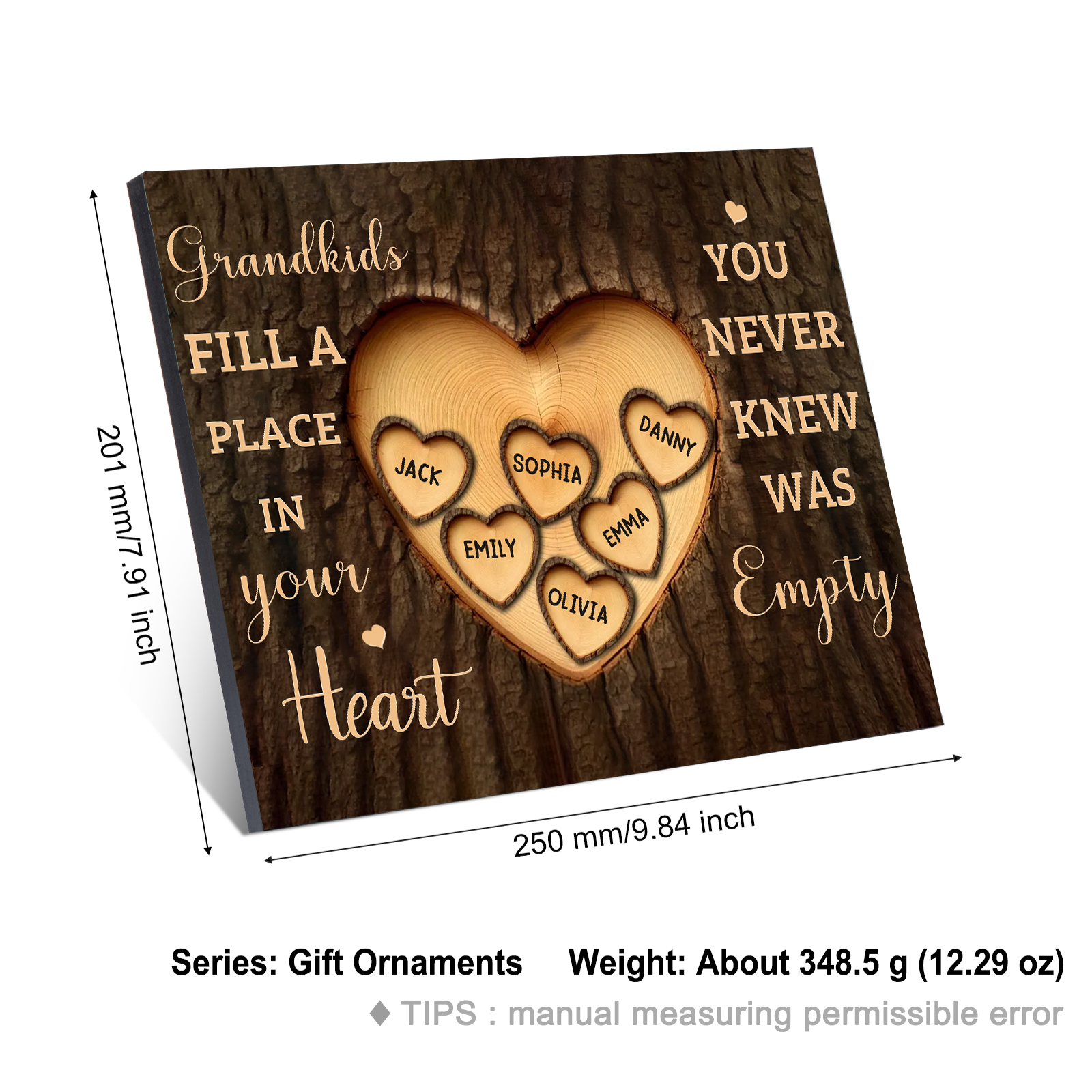 Personalized Wooden Plaque Grandkids Fill a Place in Your Heart Custom 1-7 Names Gift for Grandparents | Lorajewel