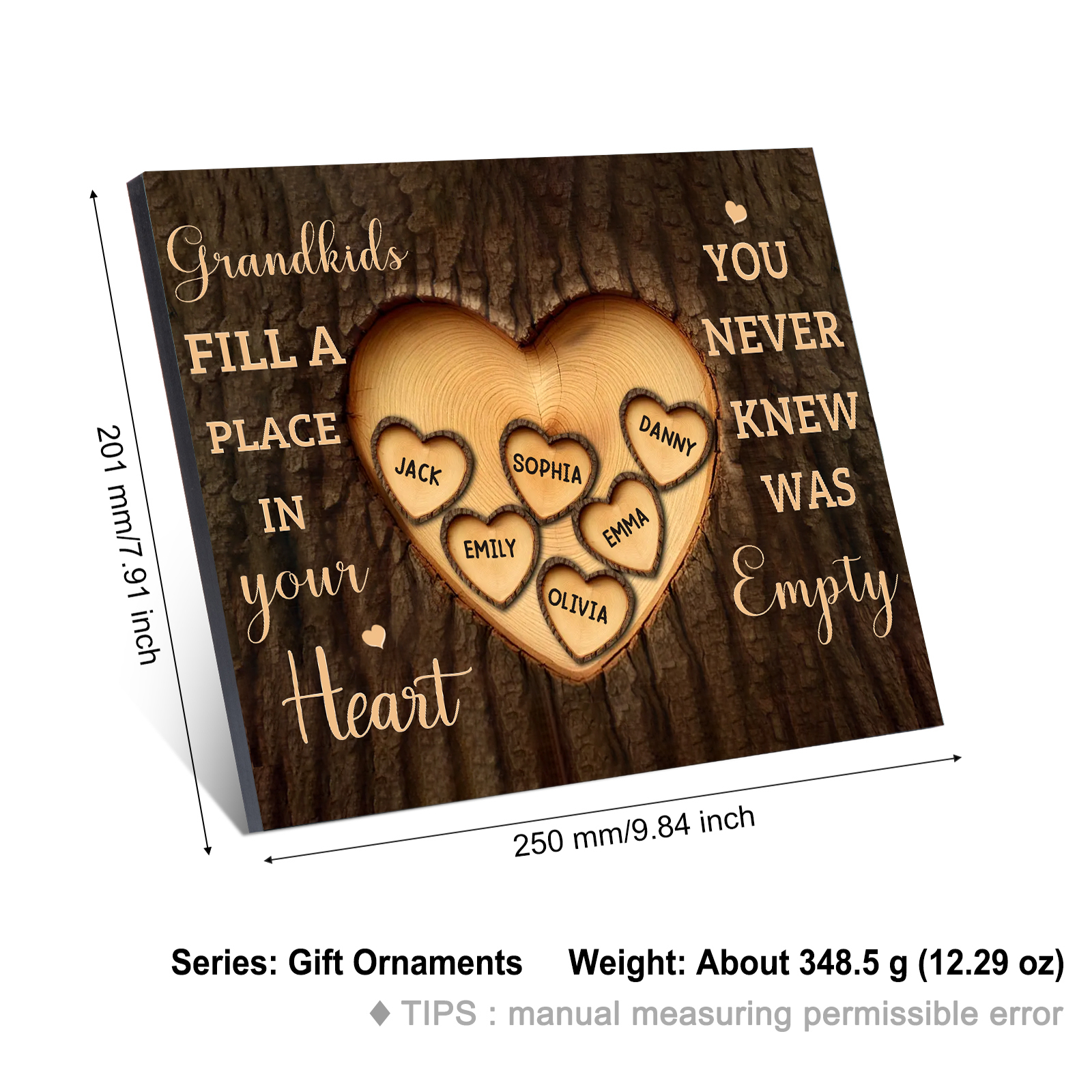 Personalized Wooden Plaque Grandkids Fill a Place in Your Heart Custom 1-7 Names Gift for Grandparents | Lorajewel