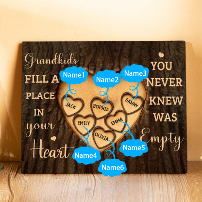 Personalized Wooden Plaque Grandkids Fill a Place in Your Heart Custom 1-7 Names Gift for Grandparents | Lorajewel