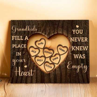 Personalized Wooden Plaque Grandkids Fill a Place in Your Heart Custom 1-7 Names Gift for Grandparents | Lorajewel