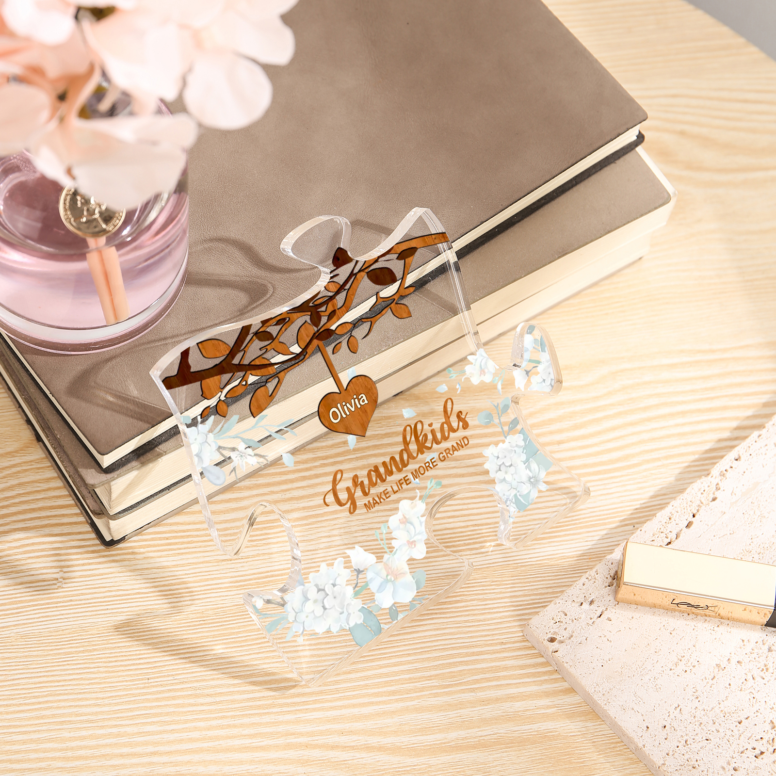 Personalized Puzzle Acrylic Plaque Custom 1-8 Names Grandkids Make Life More Grand Gift for Grandparents | Lorajewel