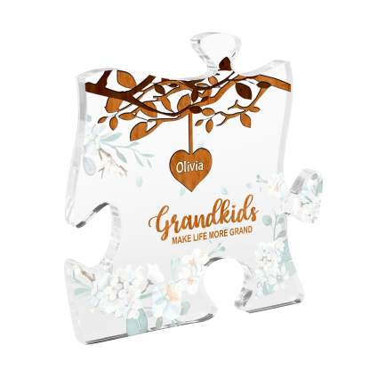 Personalized Puzzle Acrylic Plaque Custom 1-8 Names Grandkids Make Life More Grand Gift for Grandparents | Lorajewel