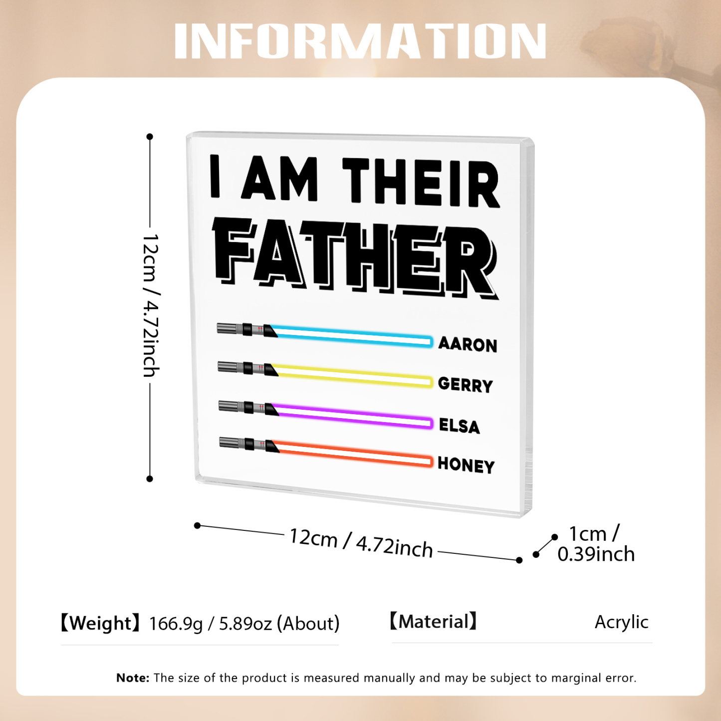 Personalized Acrylic Plaque I Am Their Father Custom Lightsaber Gift for Dad | Lorajewel