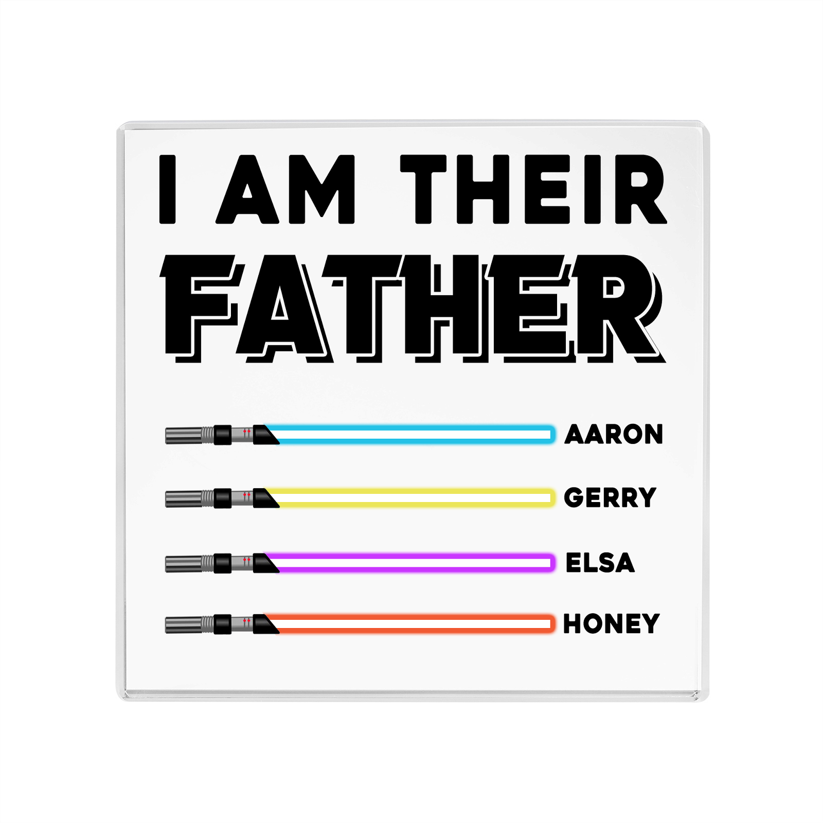 Personalised Acrylic Plaque for Dad – Custom 1 Text & 4 Names Gift for Dad | Lorajewel
