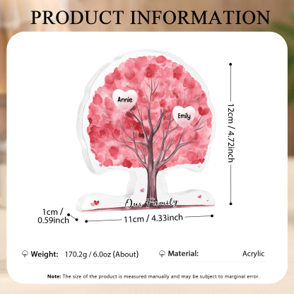 Personalized Tree Shaped Acrylic Plaque Best Mom Ever Custom Family Tree Gift for Mom | Lorajewel