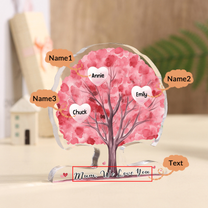 Personalized Tree Shaped Acrylic Plaque Best Mom Ever Custom Family Tree Gift for Mom | Lorajewel