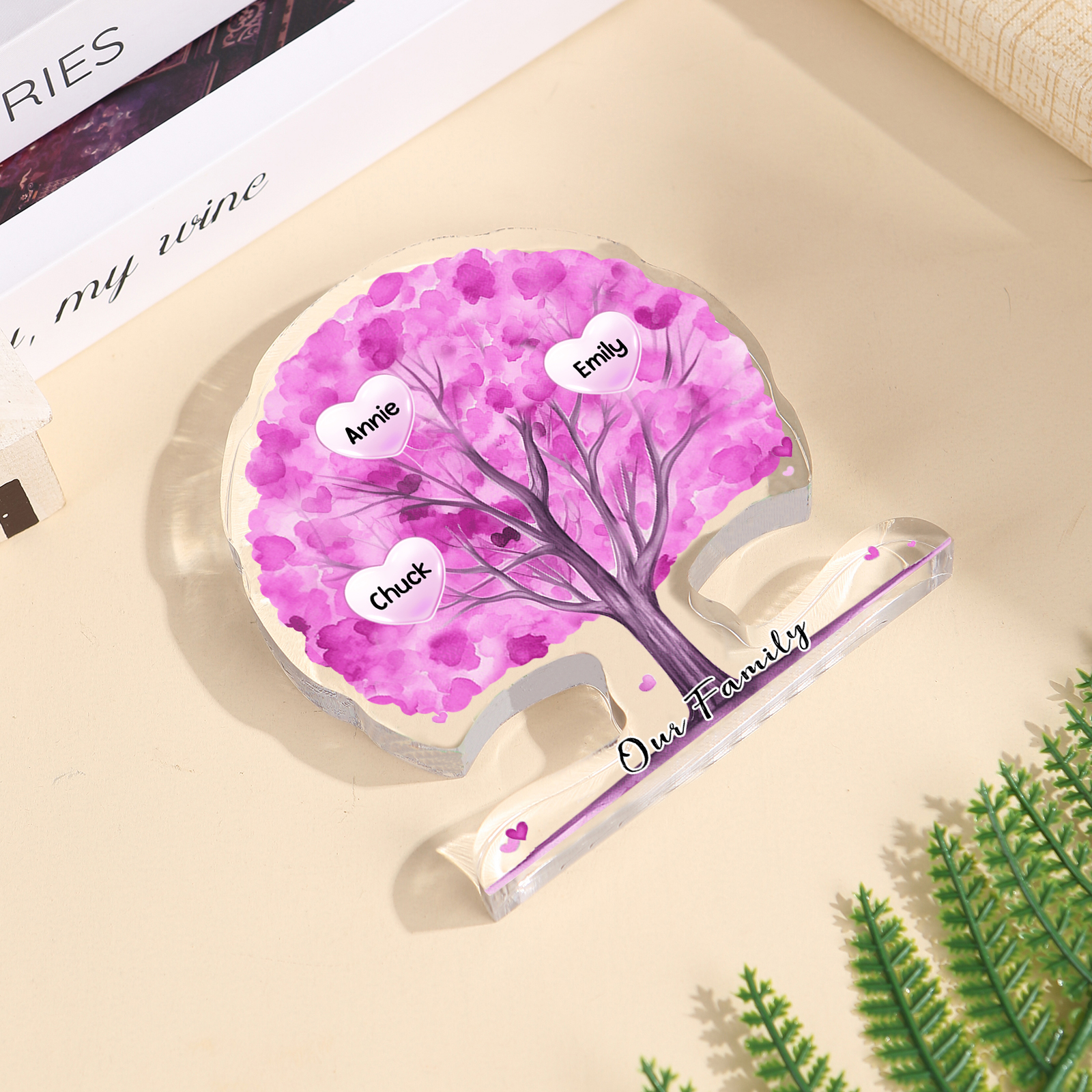 Personalized Tree Shaped Acrylic Plaque Best Mom Ever Custom Family Tree Gift for Mom | Lorajewel