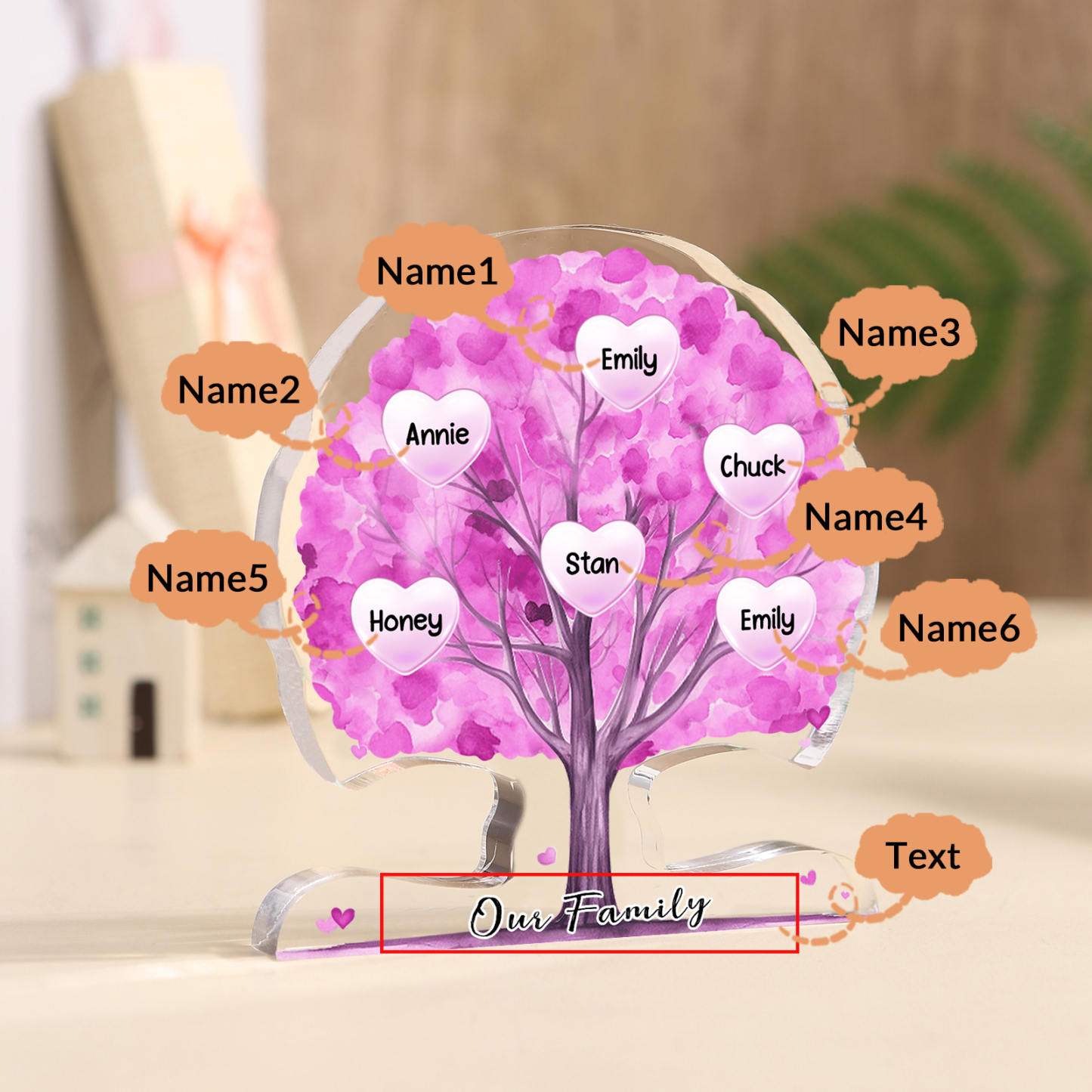 Personalized Tree Shaped Acrylic Plaque Best Mom Ever Custom Family Tree Gift for Mom | Lorajewel
