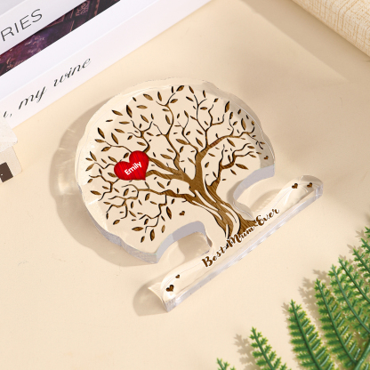 Personalized Tree Shaped Acrylic Plaque Best Mom Ever Custom Family Tree Gift for Mom | Lorajewel