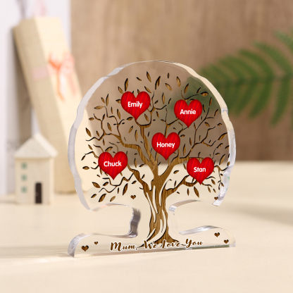 Personalized Tree Shaped Acrylic Plaque Best Mom Ever Custom Family Tree Gift for Mom | Lorajewel