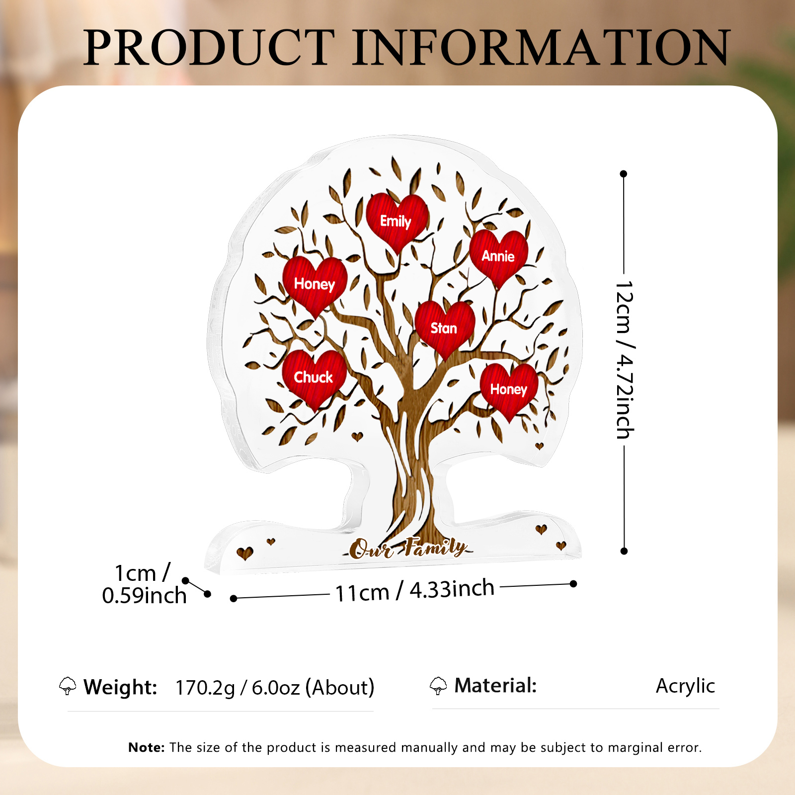 Personalized Tree Shaped Acrylic Plaque Best Mom Ever Custom Family Tree Gift for Mom | Lorajewel