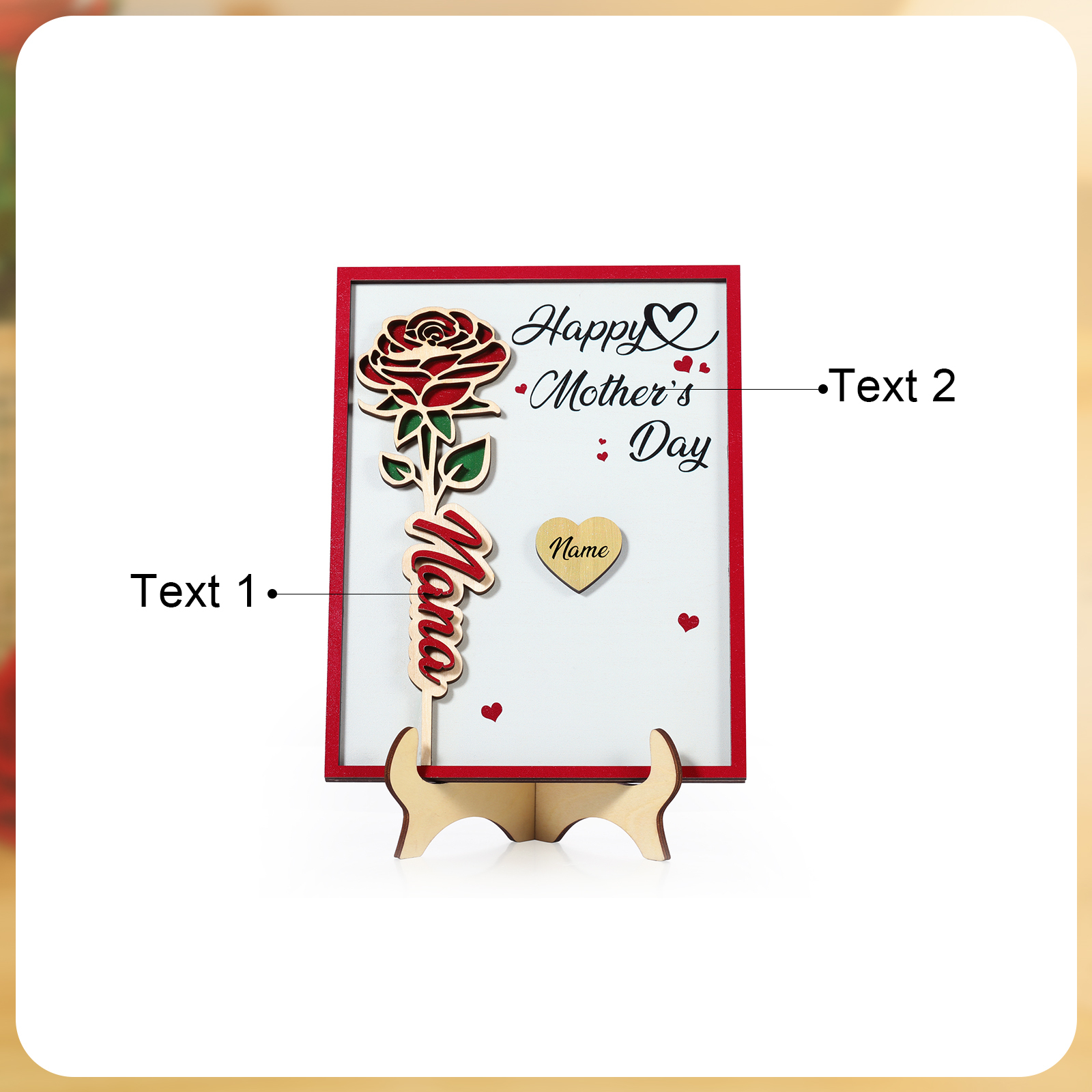 Personalised Wooden Plaque, Custom 2 Texts & 1-4 Names Gift for Mum | Jessemade