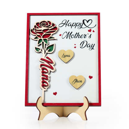 Personalised Wooden Plaque, Custom 2 Texts & 1-4 Names Gift for Mum | Jessemade