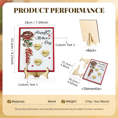 Personalised Wooden Plaque, Custom 2 Texts & 1-4 Names Gift for Mum | Jessemade