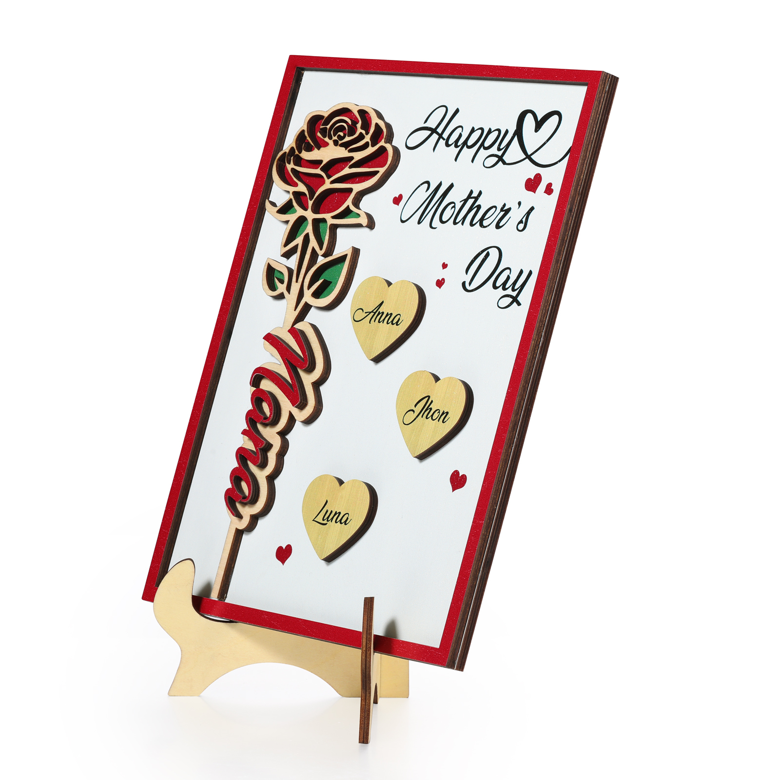 Personalised Wooden Plaque, Custom 2 Texts & 1-4 Names Gift for Mum | Jessemade