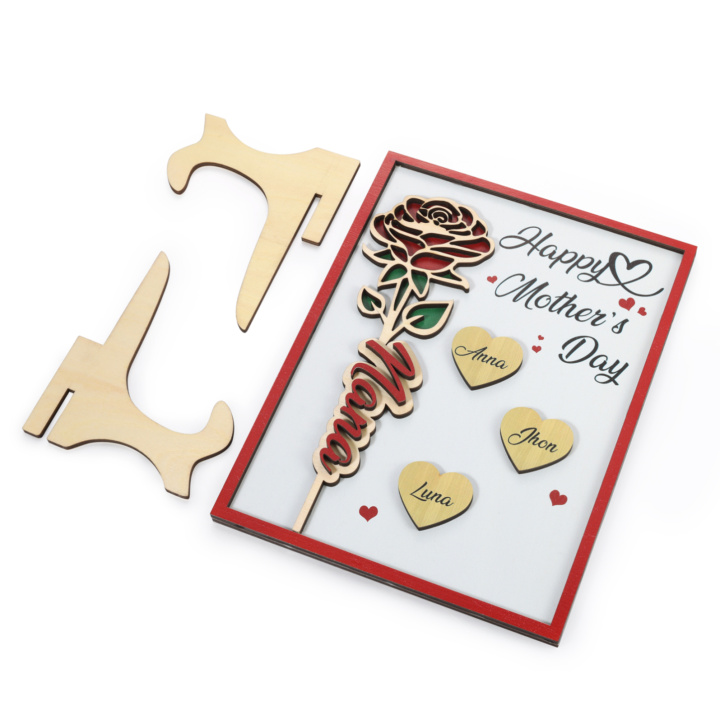 Personalised Wooden Plaque, Custom 2 Texts & 1-4 Names Gift for Mum | Jessemade