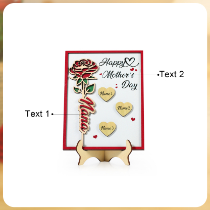 Personalised Wooden Plaque, Custom 2 Texts & 1-4 Names Gift for Mum | Jessemade