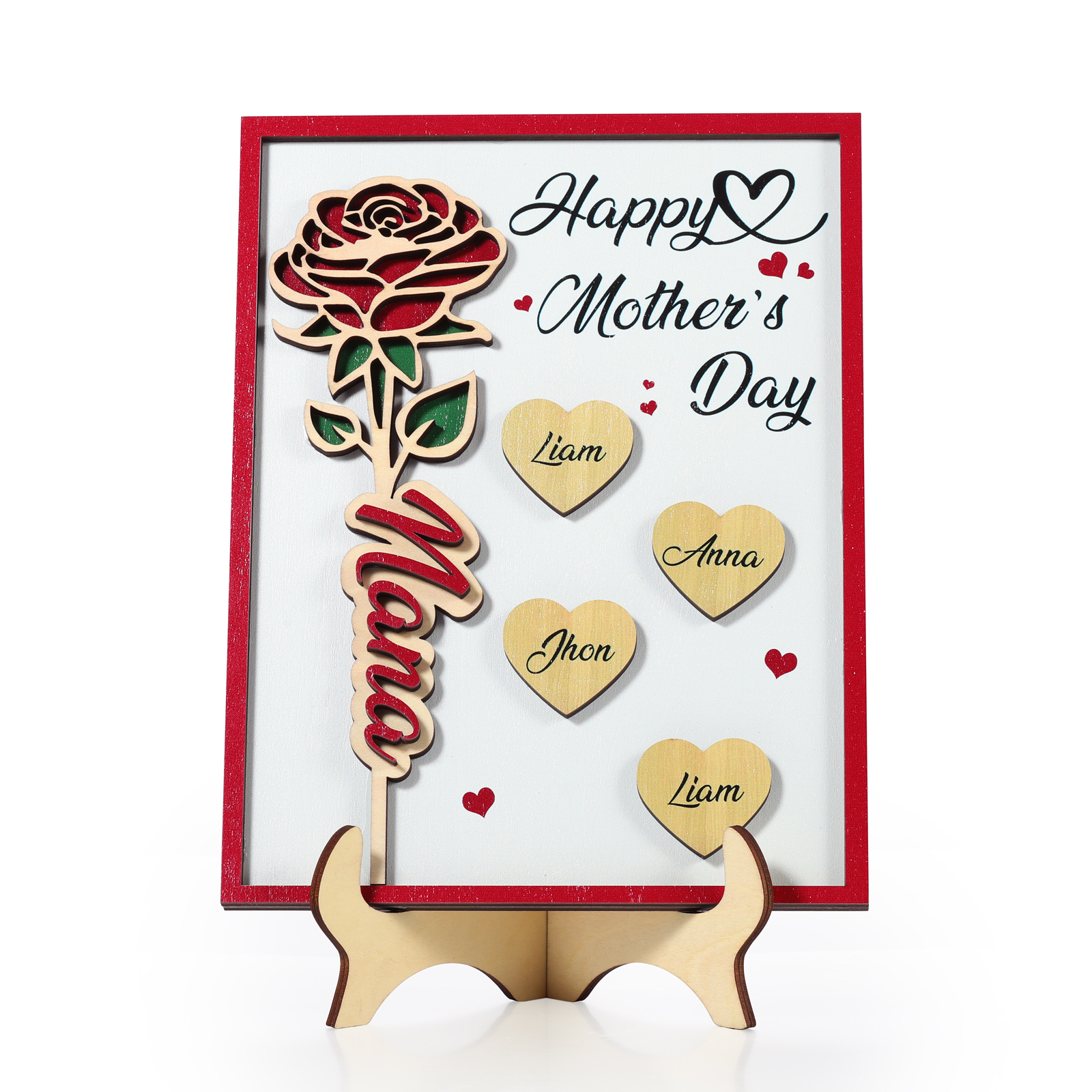 Personalised Wooden Plaque, Custom 2 Texts & 1-4 Names Gift for Mum | Jessemade