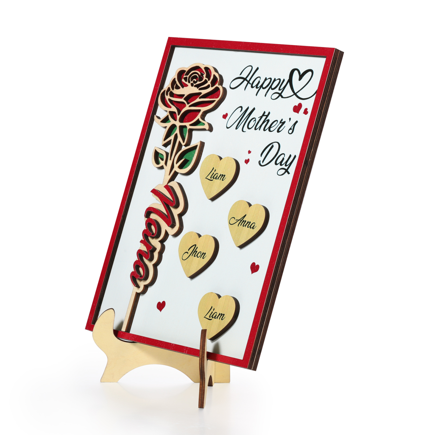 Personalised Wooden Plaque, Custom 2 Texts & 1-4 Names Gift for Mum | Jessemade