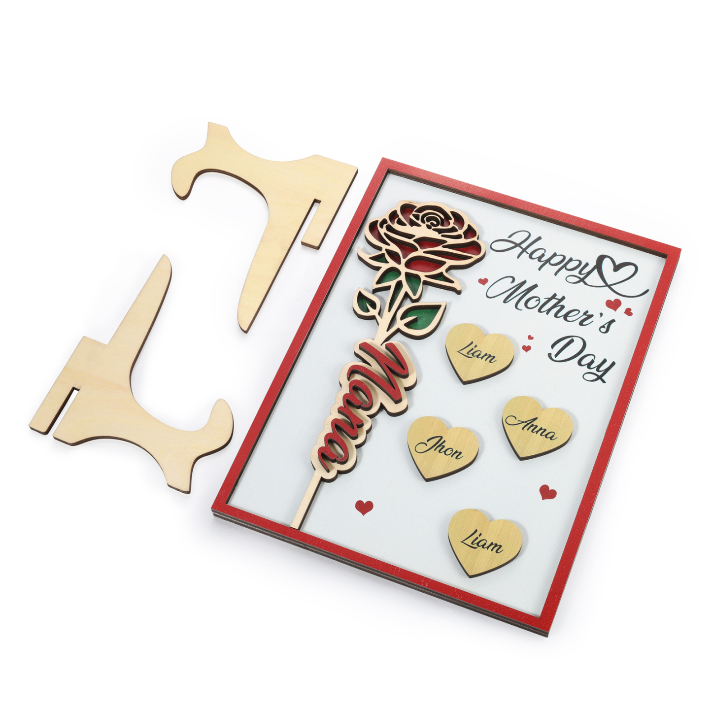 Personalised Wooden Plaque, Custom 2 Texts & 1-4 Names Gift for Mum | Jessemade