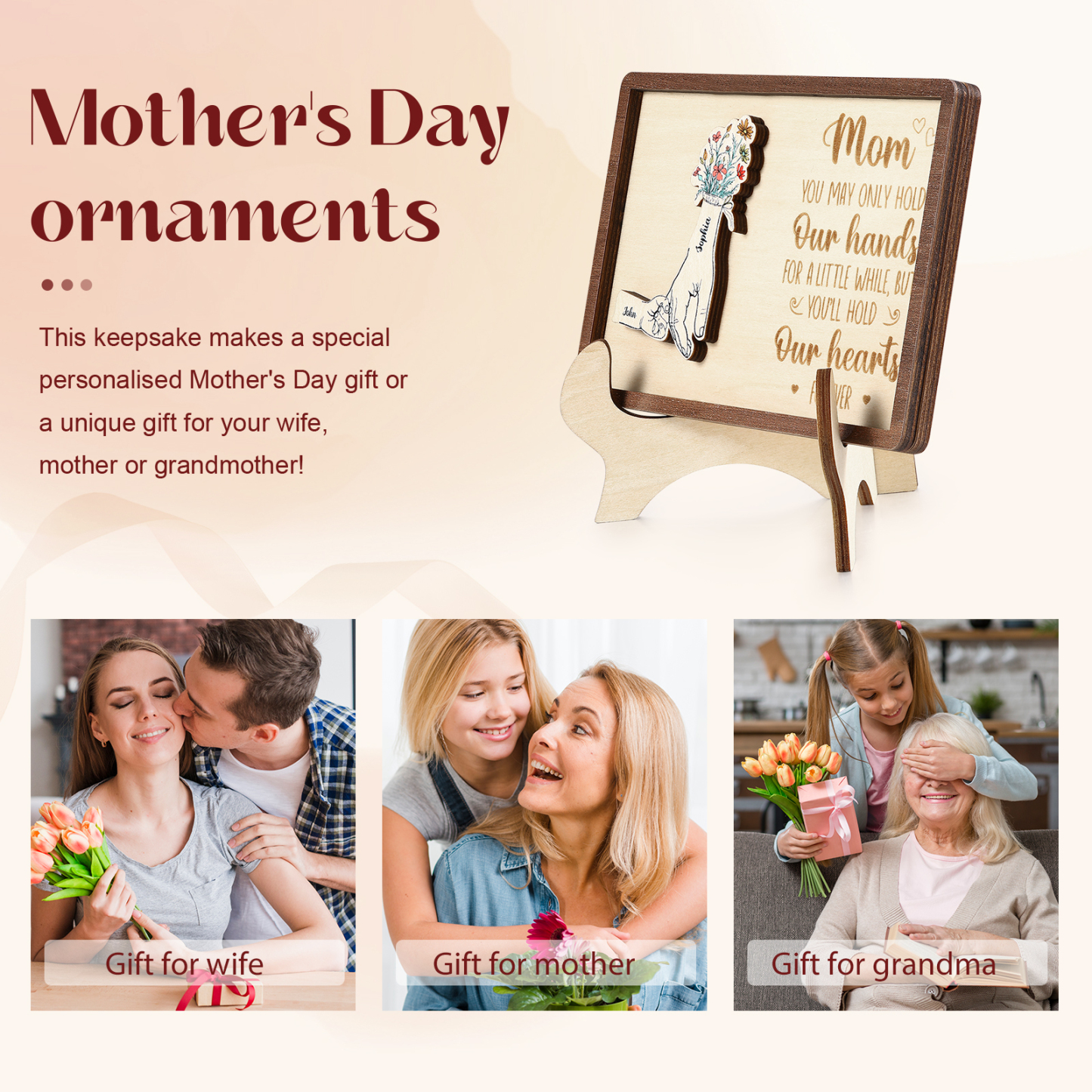 2 Names - Personalized Mother's Day Ornament Gifts for Mother