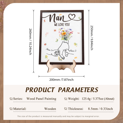 Custom Wooden Hand-in-Hand Plaque for Mom – Personalized Mother's Day Gift with 1 Text & 2 Names | Lorajewel