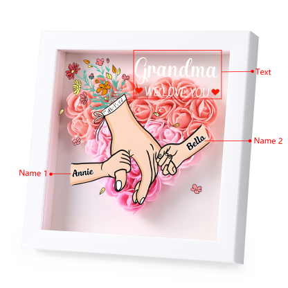 Custom Personalized Flower Frame – Hand-in-Hand Family Keepsake for Mom, Nan & Friends with 5 Color Options | Lorajewel