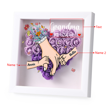 Custom Personalized Names Flower Frame – Hand-in-Hand Family Keepsake for Mom, Nan & Friends with 5 Color Options | Lorajewel