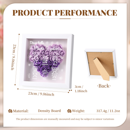 Personalized 3D Floral Shadow Box – Custom 6 Kids&Pets Names –This Great Mom Is Loved By- Gift for Mom, Grandma & Loved Ones| Lorajewel