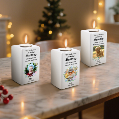 Personalised Photo Memorial Candle Holder - Custom Name & Dates Memorial Gift | Lorajewel