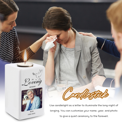 Personalised Photo Memorial Candle Holder - Custom Name & Dates Memorial Gift | Lorajewel