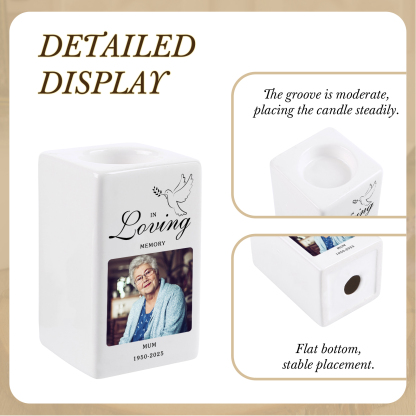 Personalised Photo Memorial Candle Holder - Custom Name & Dates Memorial Gift | Lorajewel