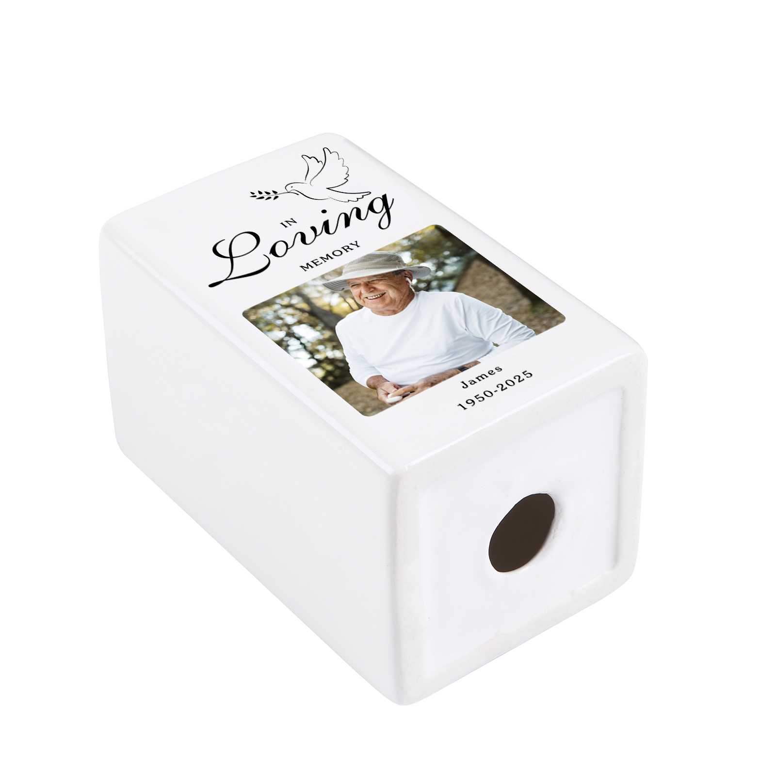 Personalised Photo Memorial Candle Holder - Custom Name & Dates Memorial Gift | Lorajewel