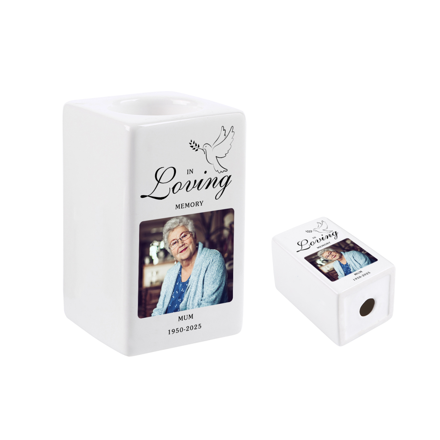 Personalised Photo Memorial Candle Holder - Custom Name & Dates Memorial Gift | Lorajewel