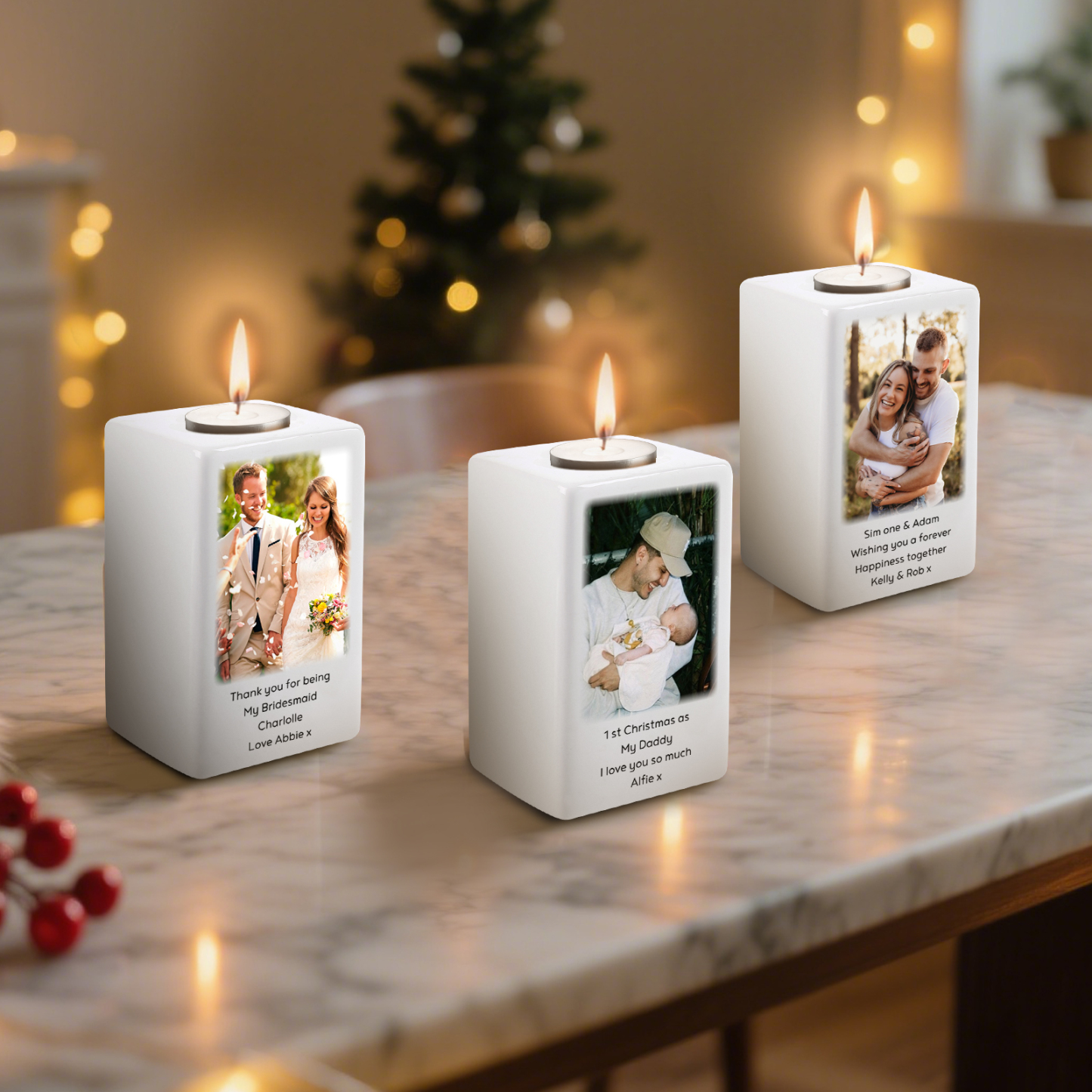 Personalised Photo Candle Holder- Custom Name & Text Gift | Lorajewel