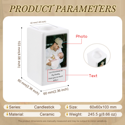 Personalised Photo Candle Holder- Custom Name & Text Gift | Lorajewel