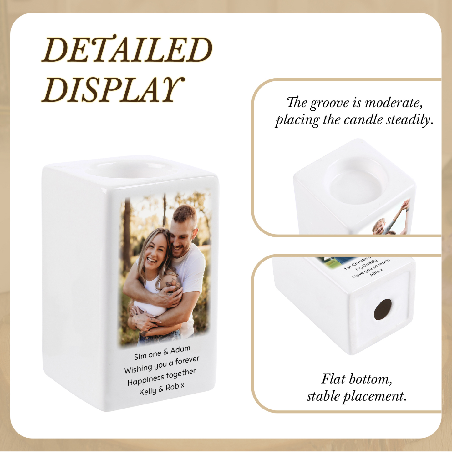Personalised Photo Candle Holder- Custom Name & Text Gift | Lorajewel